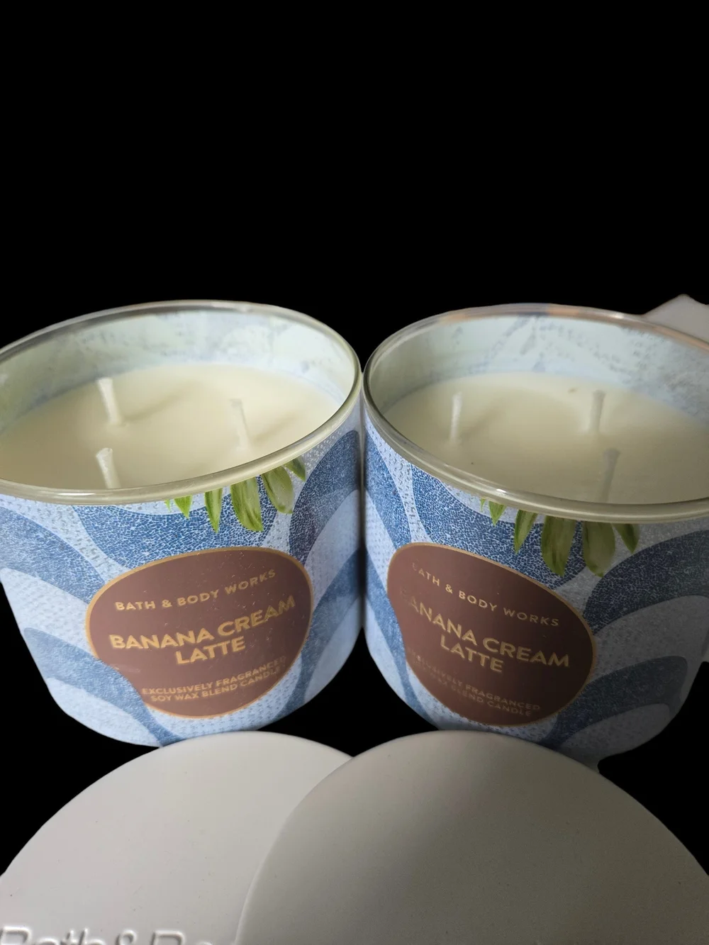 2pc Bath & Body Works Banana Cream Latte 3-Wick Candle - New!!